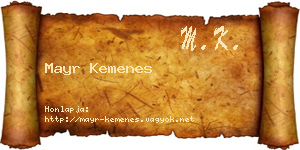 Mayr Kemenes névjegykártya